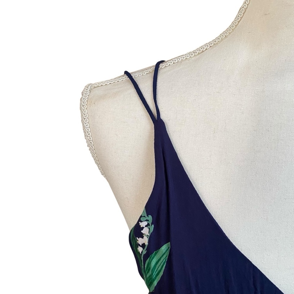 Urban Outfitters Blue Floral Midi Dress 6 Strappy Button Front Slip Dress - Picture 6 of 16
